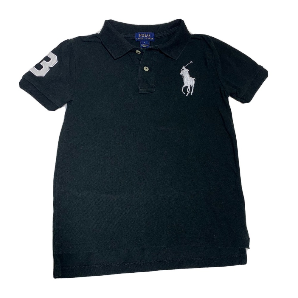 Ralph Lauren Polo Solid Black big pony shirt Sz 6